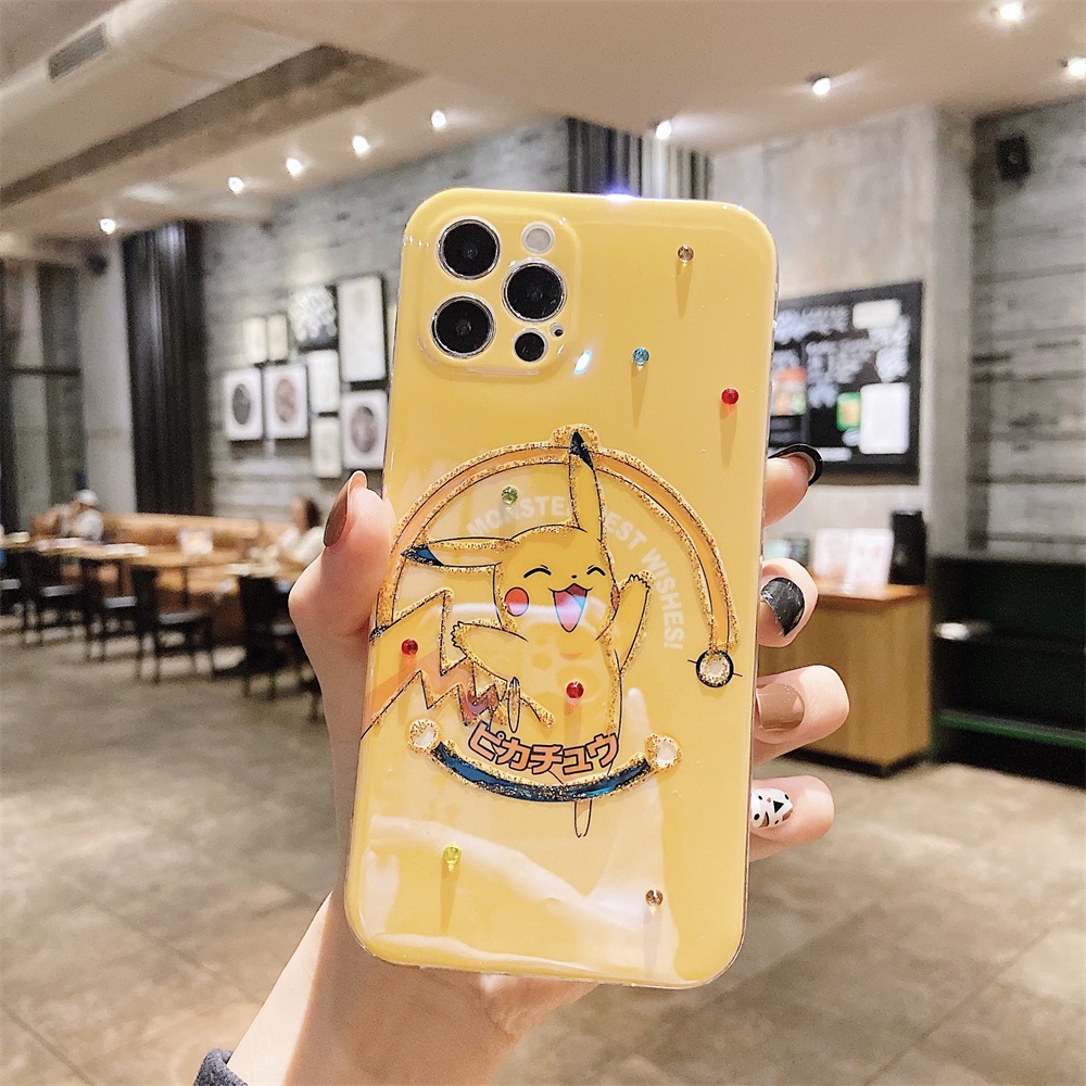 Ốp điện thoại Pikachu đáng yêu thích hợp cho iPhone 13 / 12 Pro Max iP11 X Xr 7/8 Plus