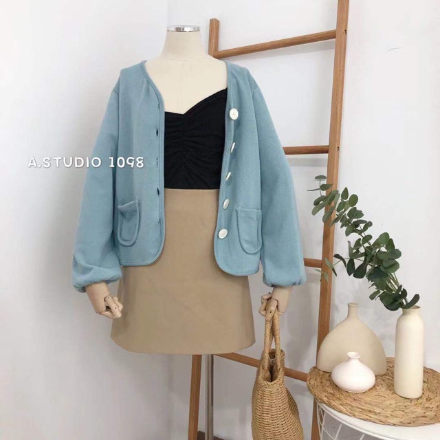 Áo cardigan nỉ thun cúc tròn Ulzzang style  Hàng Quảng Châu