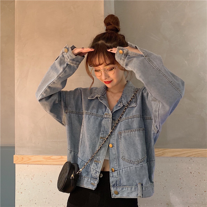 Áo khoác bò nữ Áo khoác denim jean dáng rộng trẻ trung đường phố