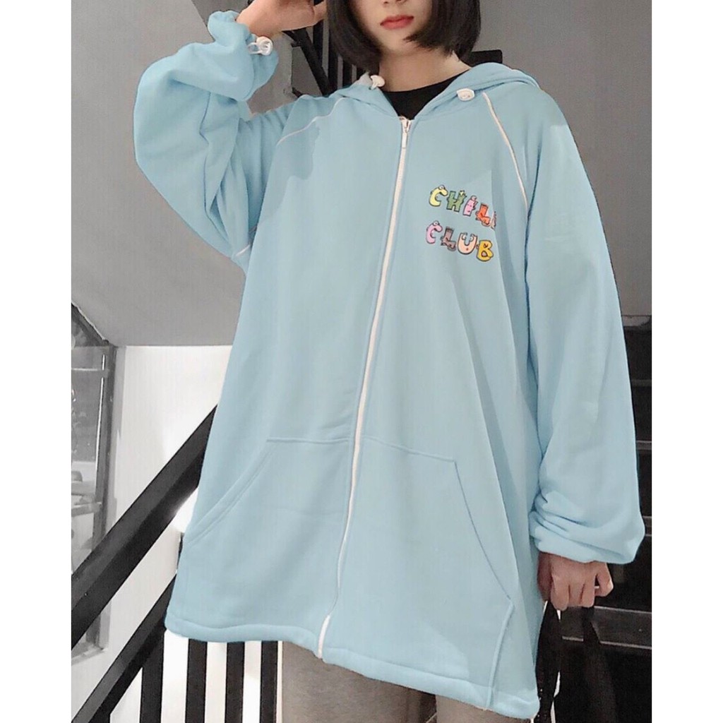 Áo khoác nữ Hoodie form rộng Khóa Dây Kéo Chất Liệu Thun NỈ Ngoại CHILI CLUB - tp479 | BigBuy360 - bigbuy360.vn