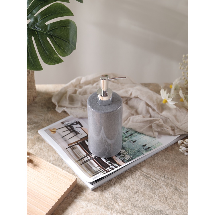 Bình Gốm Sứ Xám Đựng Xà Phòng Tắm Dạng Nhấn Làm Sạch Da Mặt Cho Phòng Tắm Khách Sạn