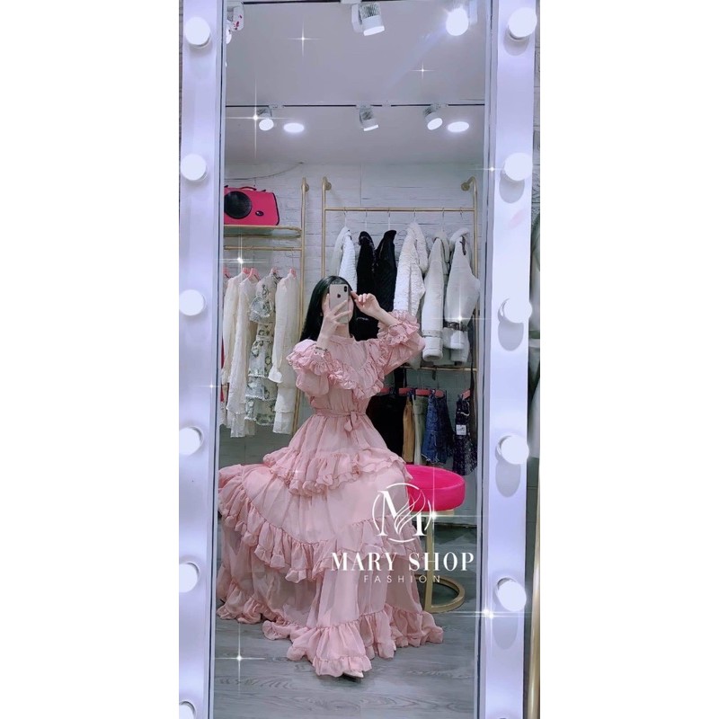 Váy maxi tơ bèo tầng kèm đai ngọc- qccc | BigBuy360 - bigbuy360.vn