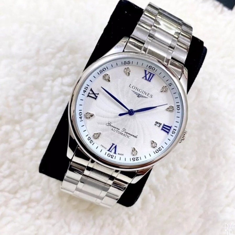 Đồng Hồ Nam LONG.GINES Máy Cơ Automatic - Dây kim loại thép đúc đặc không gỉ mặt tròn đính đá sapphire kính chống xước