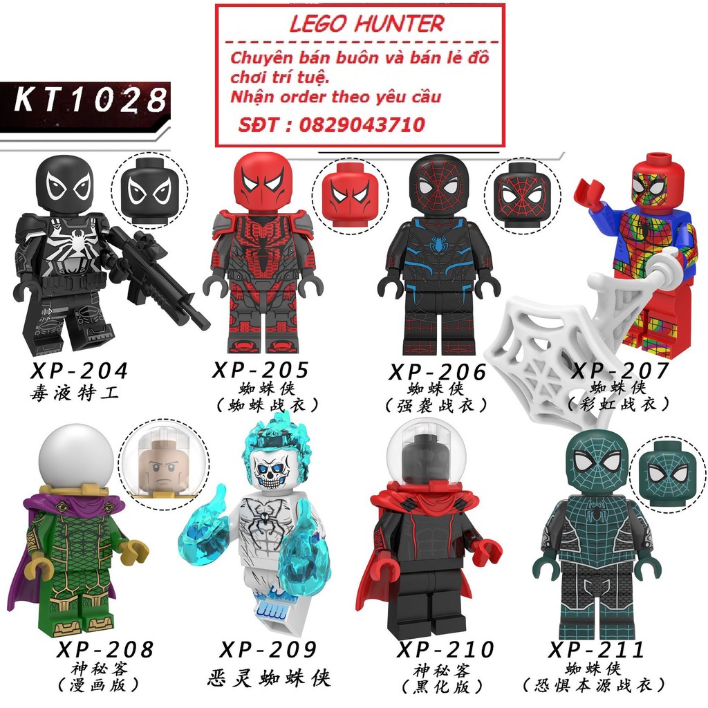 Lego Minifigures Marvel Nhân vật Người nhện Spiderman Far From Home Spider-verse Mysterio Agent Venom KT 1028