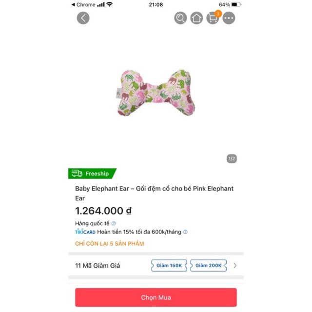 Gối tai voi cao cấp cố định đầu cho bé