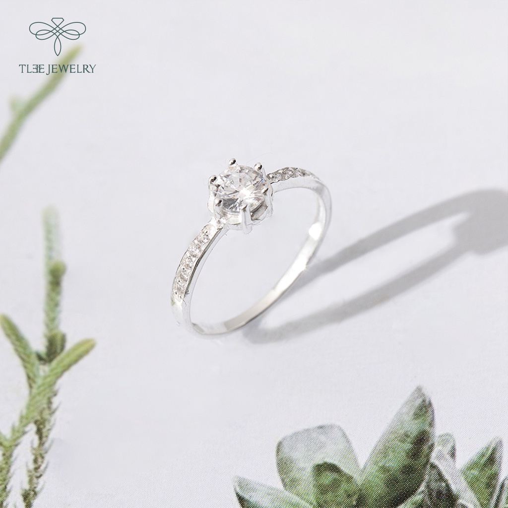 Nhẫn bạc nữ TLEE ổ 6 chấu thuôn cách điệu thời trang NCJ A0215