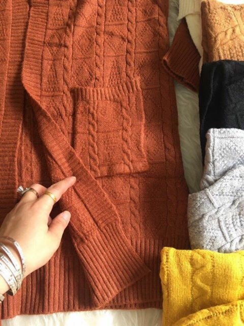 Áo len cadigan dáng dài sọc thừng mẫu mới | BigBuy360 - bigbuy360.vn