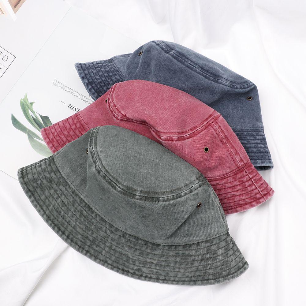 Mũ Bucket Chất Liệu Denim Cotton Phong Cách Retro