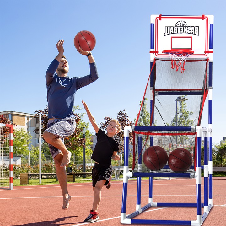 Bộ nhà bóng rổ cho trẻ em chơi cùng bố mẹ lắp ghép trong nhà có thể ném bóng và vận động 47x92x140cm