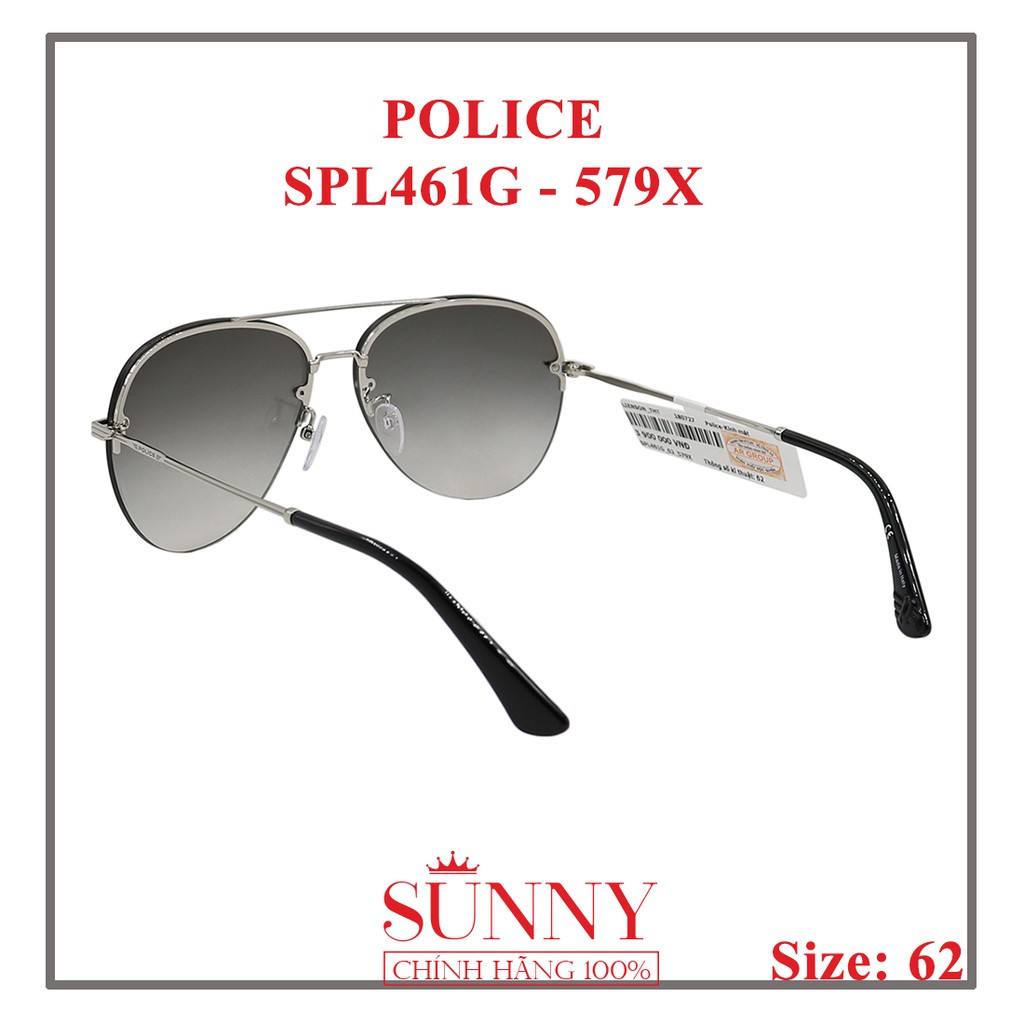Kính mát Police chính hãng SPL461G 62 579X màu sắc thời trang, thiết kế dễ đeo bảo vệ mắt