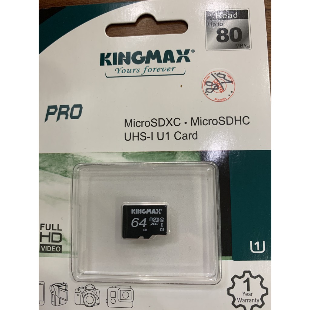 Thẻ nhớ Kingmax Micro SD Pro 64G Class 10, chuyên camera wifi