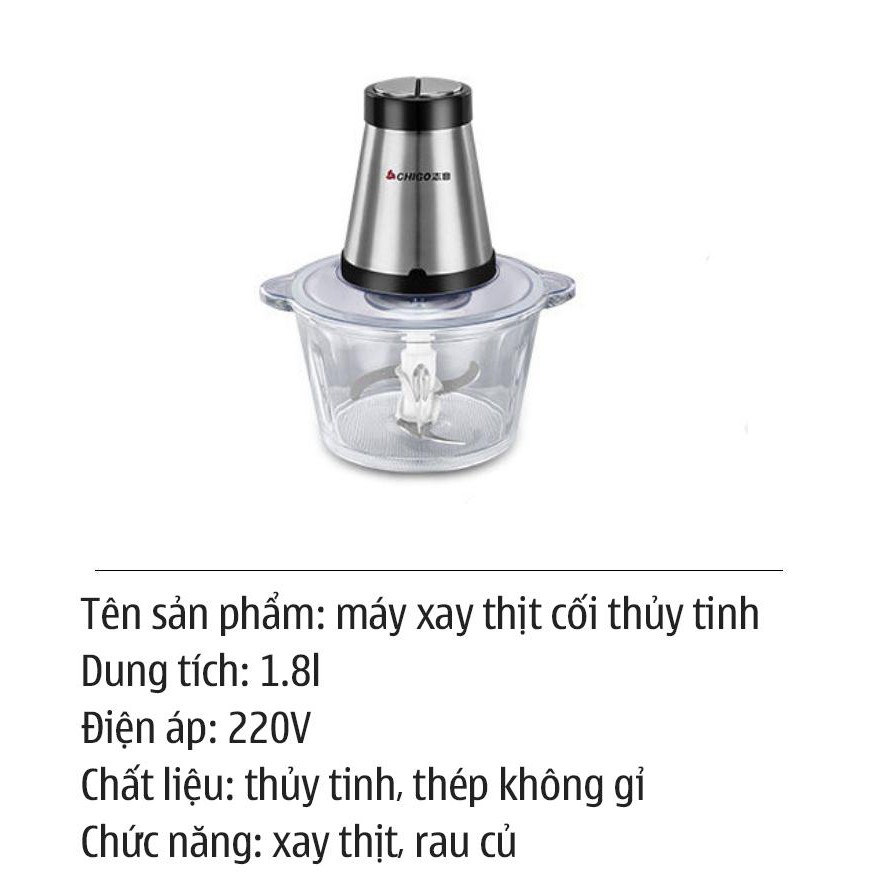 Máy Xay Thịt Thực Phẩm Đa Năng Dung Tích 2L CHIGO Máy Xay  Rau Củ Quả, Ngũ Cốc, Công Suất 300W Nhà Bếp  V125V