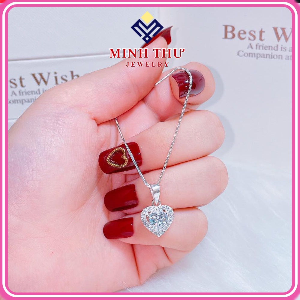 Dây Chuyền Nữ Bạc 925 Mặt Trái Tim Đính Đá Lớn MINH THƯ JEWELRY MTD8081