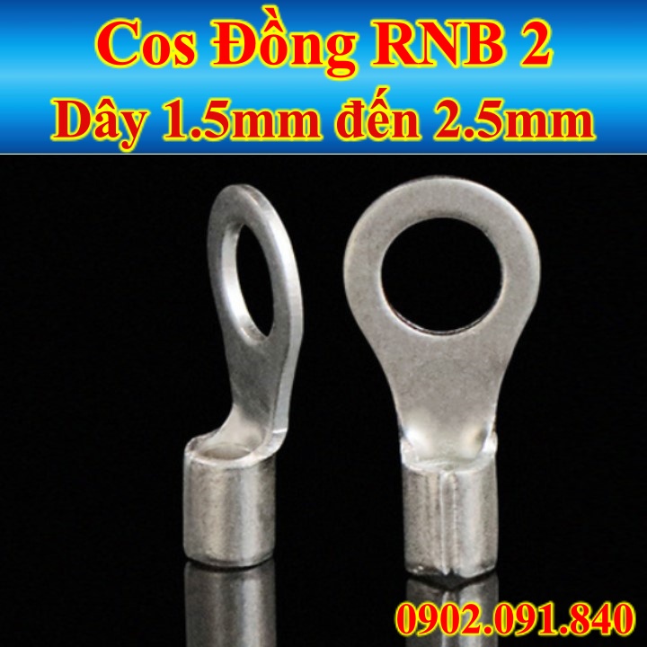 Đầu cos dây điện tròn trần RNB 2, đầu cốt bấm dây điện 1.5-2.5mm, cosse  đồng, đầu nối điện