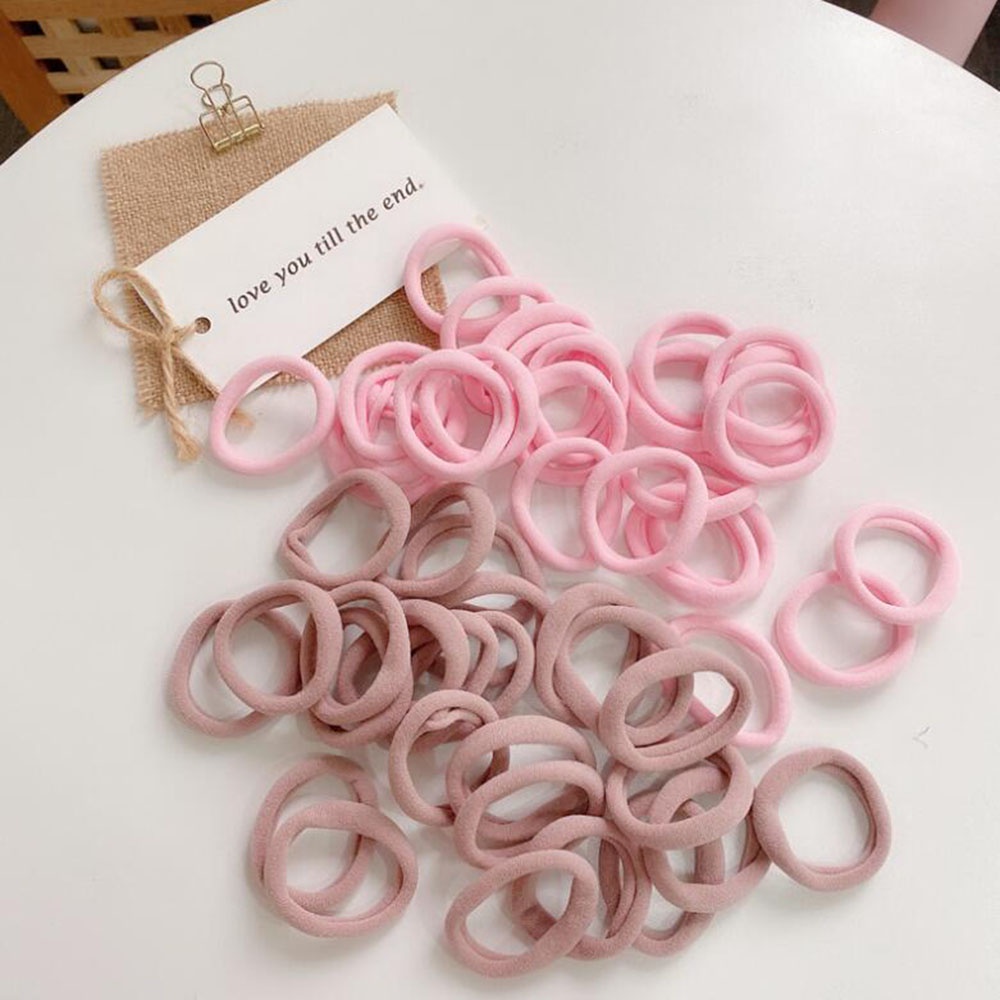 Set 50 dây buộc tóc co giãn nhiều màu sắc thời trang cho bé gái