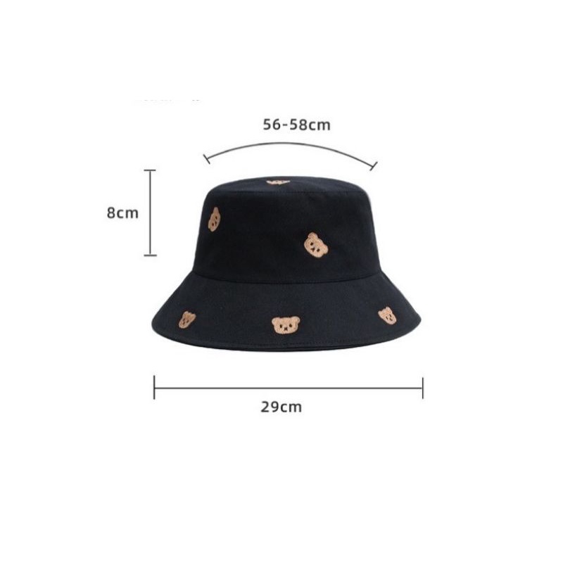 MŨ BUCKET THÊU HÌNH GẤU BABY CUTE (Kèm dây)