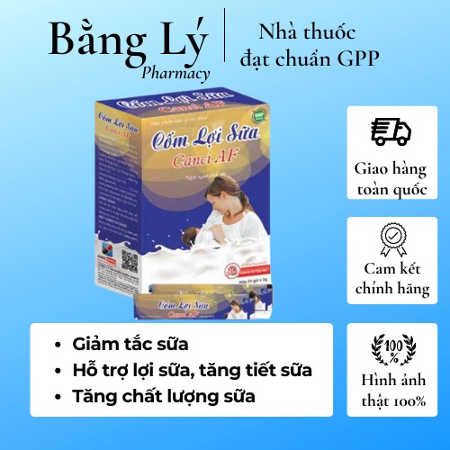 Cốm lợi sữa Canxi AF - giảm tắc sữa, hỗ trợ lợi sữa, tăng tiết sữa và chất lượng sữa (Hộp 24 gói x 3g)