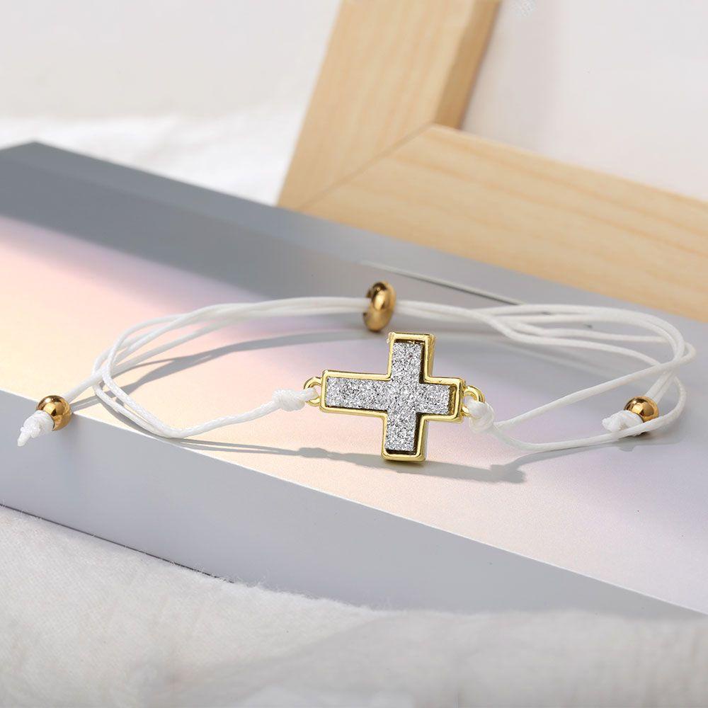 Vòng Tay Chuỗi Hạt Bằng Thép Không Gỉ Mặt Hình Thánh Giá Dễ Thương