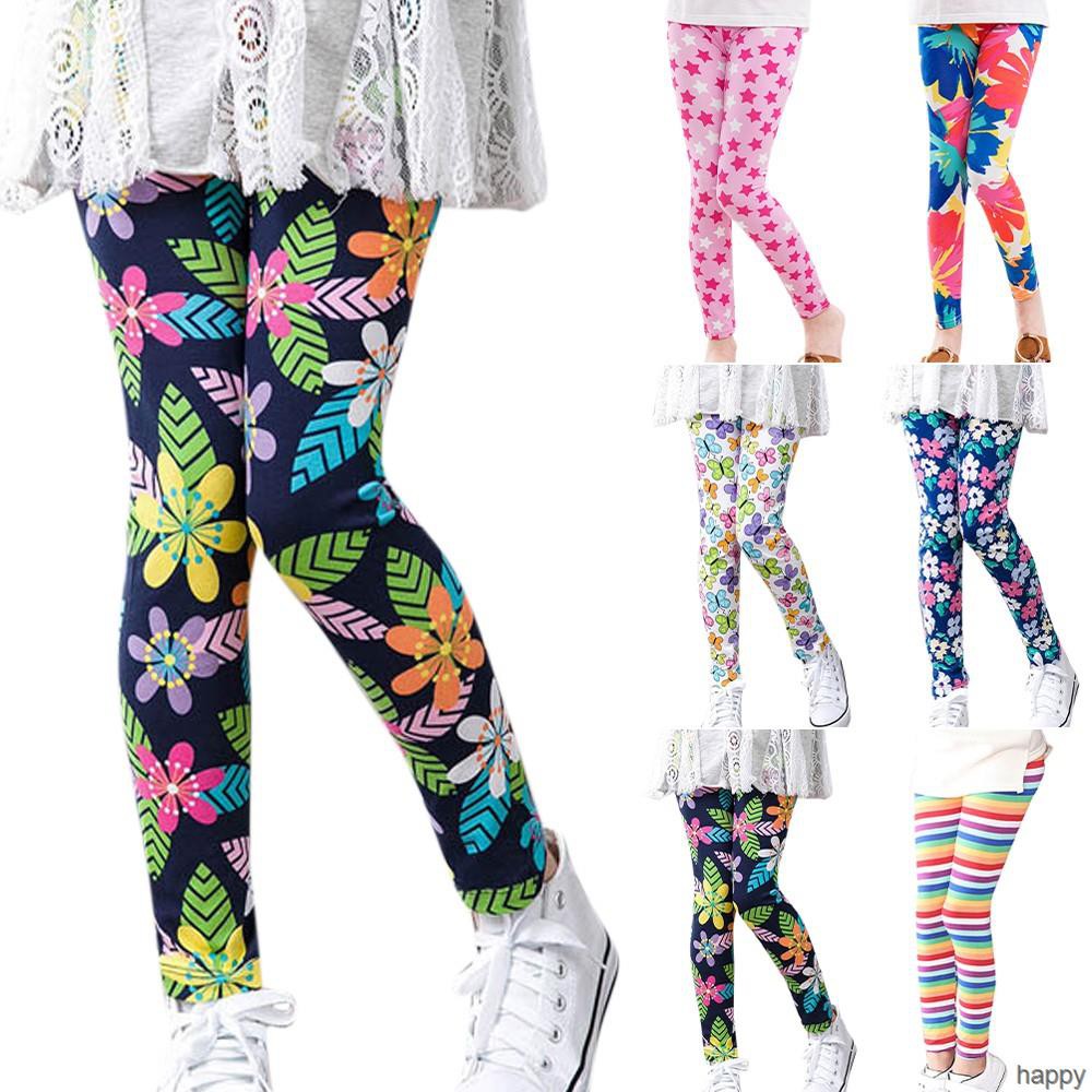 Quần Legging Cotton In Họa Tiết Hoa Xinh Xắn Cho Bé Gái Từ 2-14 Tuổi