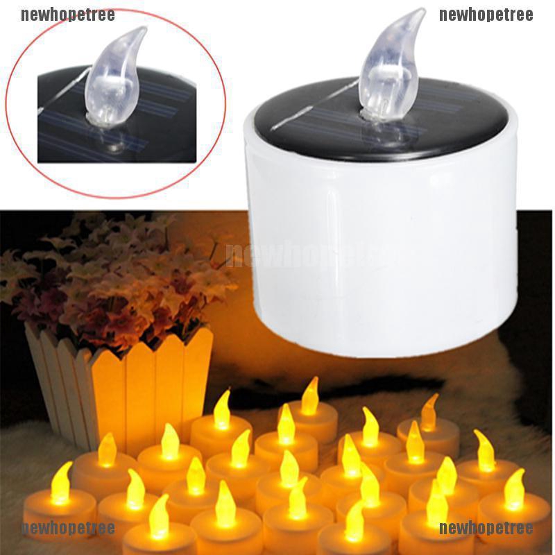 Đèn LED năng lượng mặt trời hình cây nến màu vàng mô phỏng ngọn lửa