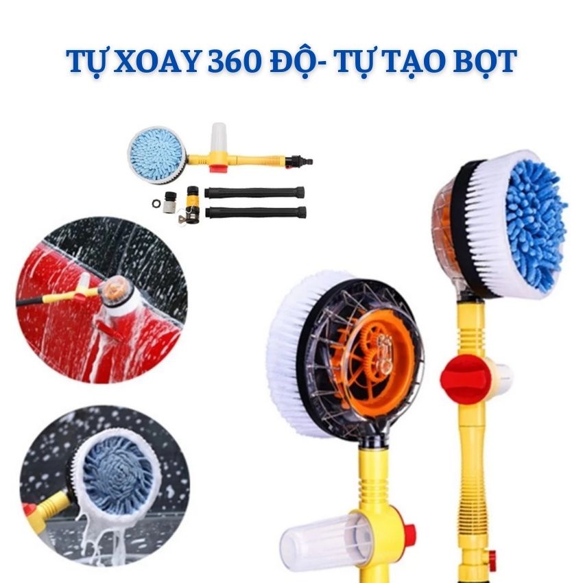 Chổi Rửa Xe Ôtô Tự Xoay 360 Độ - Tiện Lợi Sử Dụng Dễ Dàng Giúp Tiết Kiệm Công Sức Mỗi Khi Lau Rửa