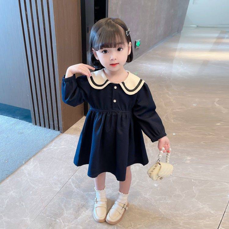 Đầm Công Chúa Tay Dài Chất Liệu Cotton Thời Trang Xuân Thu Cho Bé Gái