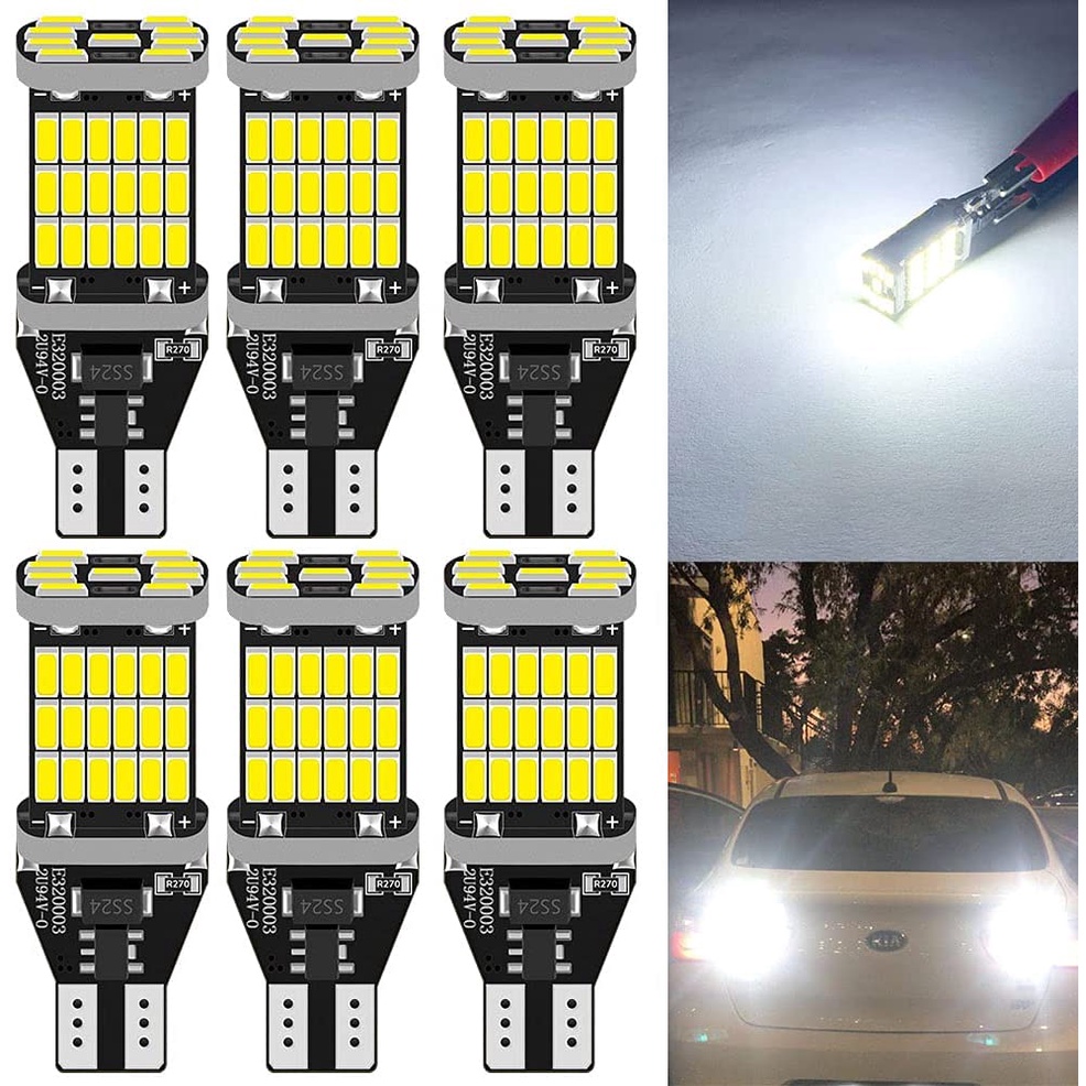 Set 2 Bóng Đèn LED T15 W16W 921 912 T16 902 Công Suất Cao 45 4014SMD 1200LM Ánh Sáng Trắng Dành Cho Ô Tô