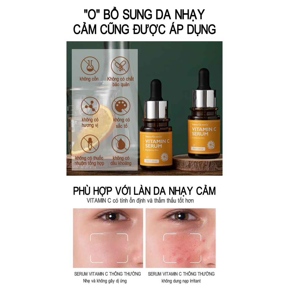 VIBRANT GLAMOUR Tinh Chất Dưỡng Trắng Da Mặt Vitamin C Nâng Tone Da Phục Hồi Tái Tạo Da 30g