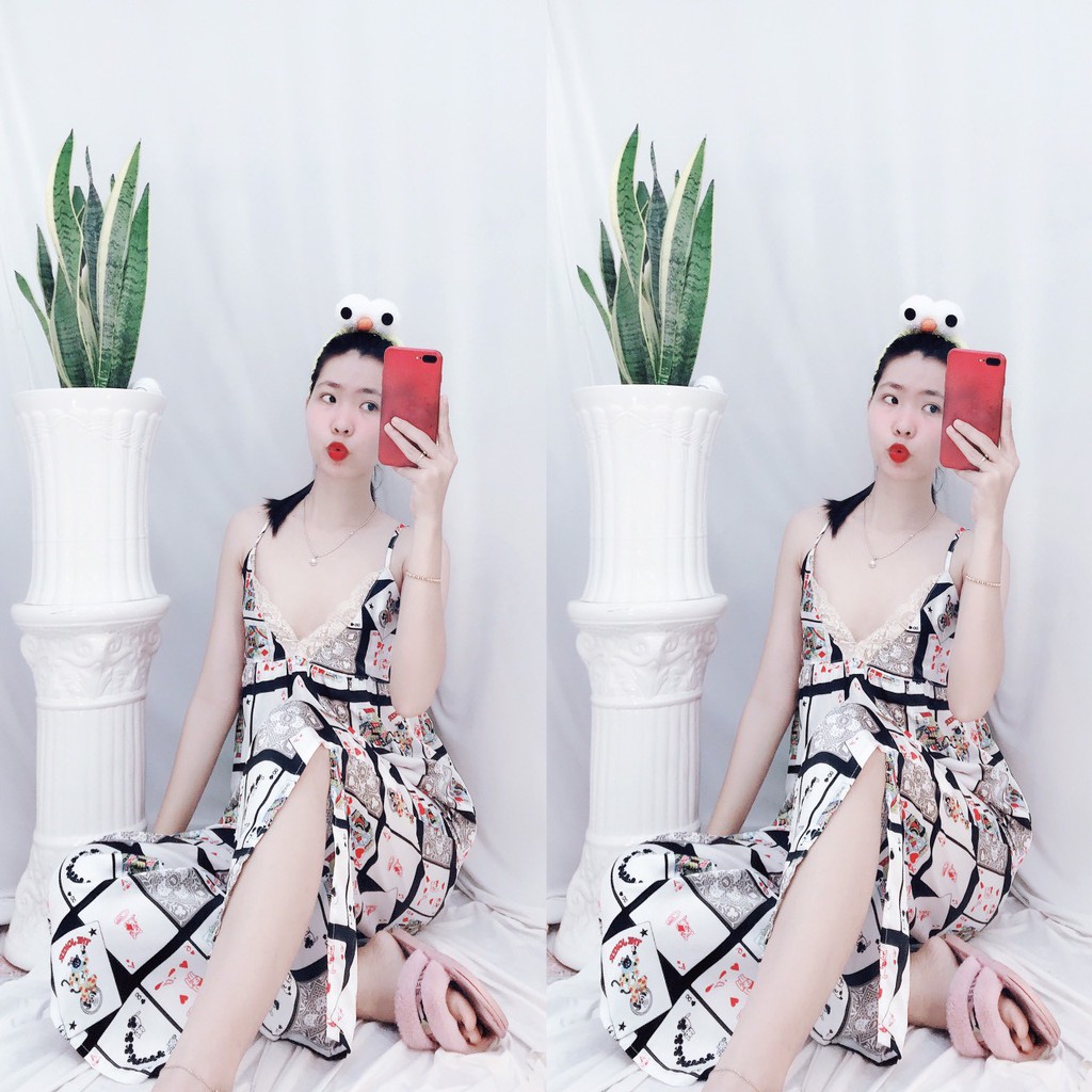 Đồ Ngủ Nữ Pijama Mặc Nhà Sexy 2 Dây Quần Dài Quyến Rũ Vải Mịn | BigBuy360 - bigbuy360.vn