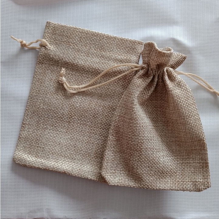Set 5 túi vải bố có dây rút size nhỏ 10x14 đựng đồ trang trí tiện lợi làm quà tặng - nami house