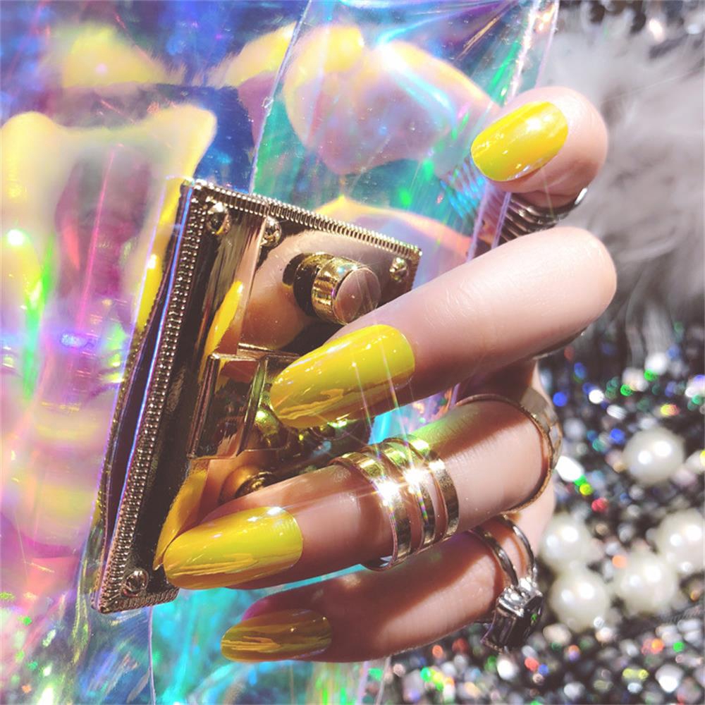 Set 24 móng tay giả tráng gương ánh kim nổi bật cho làm đẹp
