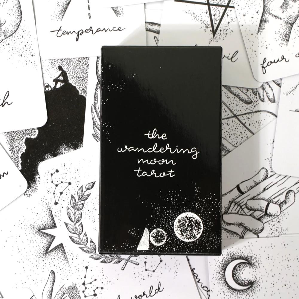 The Wandering Moon Tarot 81 Cards Divination Beginner Luxe Black White Oracle