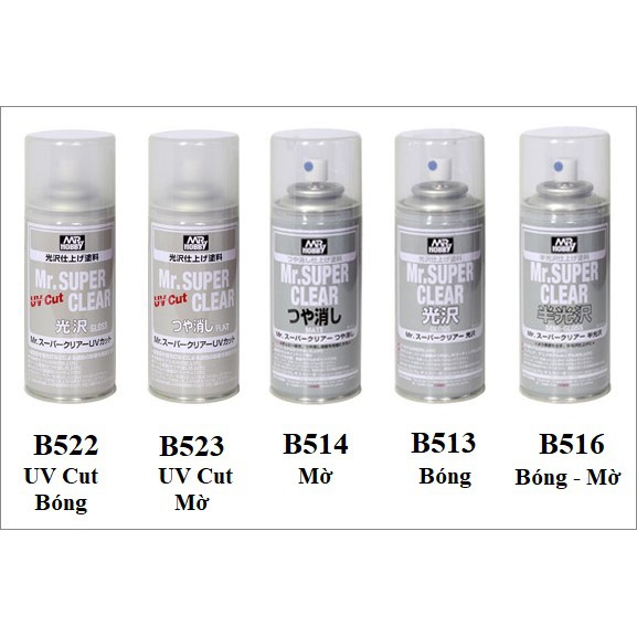 Topcoat sơn phủ bảo vệ mô hình Mr Super Clear UV Cut B513/B514/B522/B523