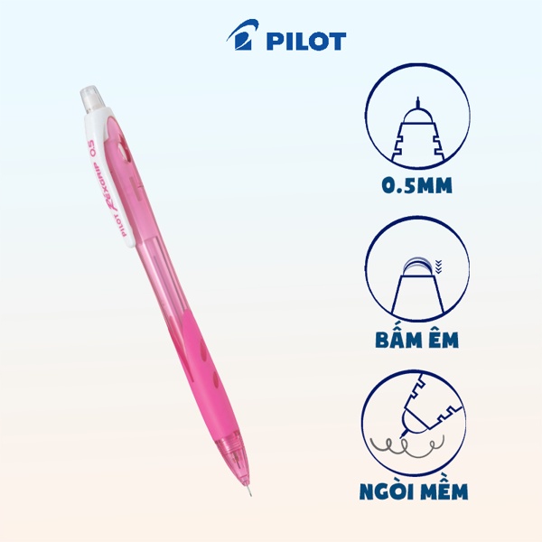 Bút Chì Bấm Nhật Bản Pilot Rexgrip 0.5mm (Thân Màu Hồng)