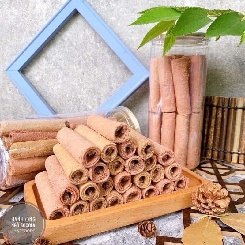 BÁNH ỐNG NHÂN SOCOLA SIÊU GIÒN NGON HŨ 400GR
