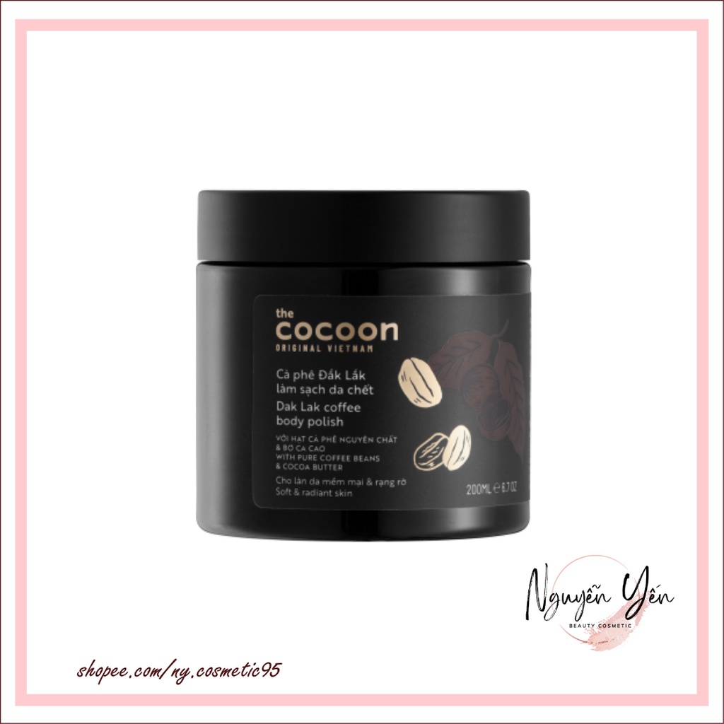 Tẩy da chết cà phê Đắk lắk làm sạch da chết Cocoon 200ml