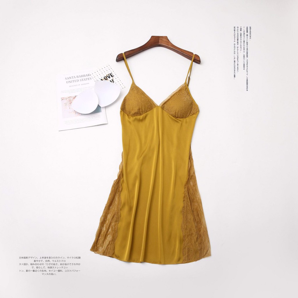 Váy Ngủ Nữ Lụa Satin Trơn Dáng Xuông Liền Thân AD-10030