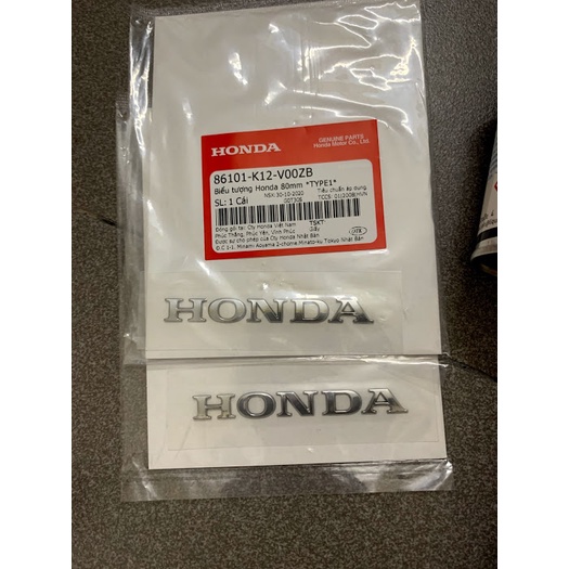 TEM LOGO HONDA NỔI 3D màu đỏ màu trắng hàng chính hãng 86101K12V00ZA 86101K12V00ZB