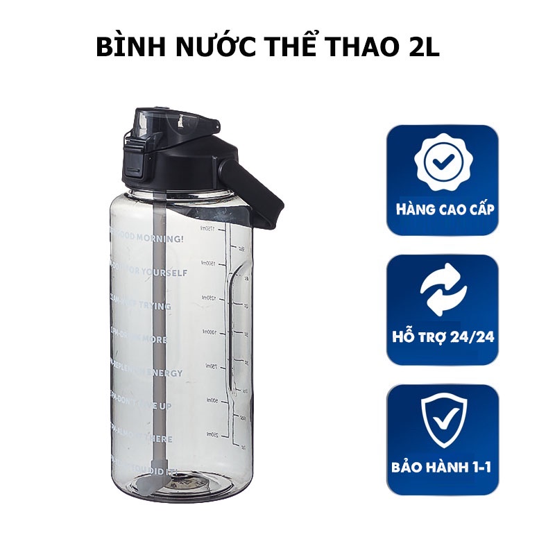 Chai Nước 2L Có Vạch Báo Giờ Uống Nước