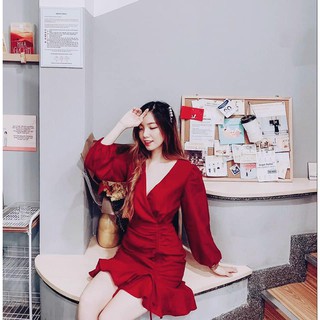 ĐẦM ĐỎ RÚT DÂY(kèm ảnh thật trải sàn 100%)