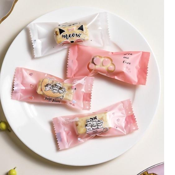 20 chiếc Túi đựng kẹo Nougat, vỏ túi gói kẹo hạnh phúc  nhiều mẫu loại hàn miệng size 4*9 cm, và 4*9,5 cm