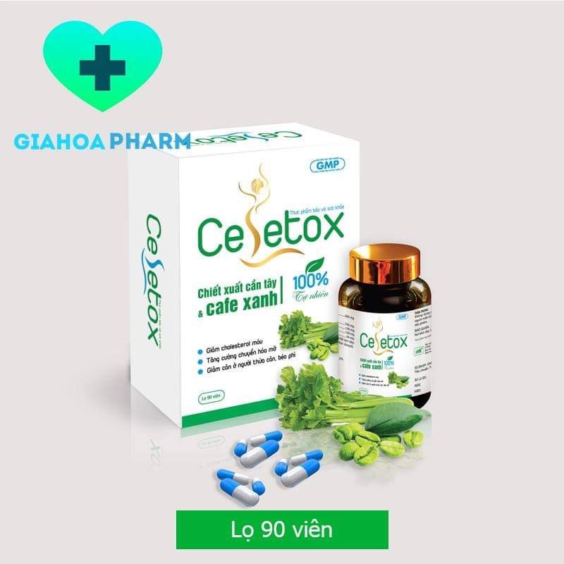 Celetox - Viên uống giúp giảm cân, giảm mỡ thừa, cholesterol máu - Chiết xuất cần tây &amp; cafe xanh