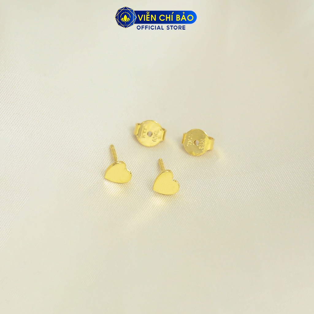 Bông tai nữ hình trái tim chất liệu Vàng 10K thời trang phụ kiện trang sức nữ Viễn Chí Bảo B800029