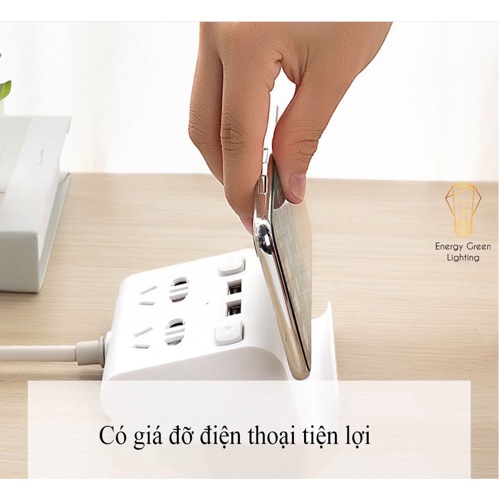Ổ Cắm Điện Đa Năng Energy Green Lighting An Toàn Chống Giật OD-323 - Dây Dài 2.8m,4.8M - Tặng Kèm Ổ Cắm