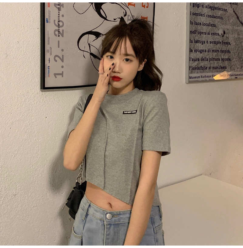 Áo thun croptop tay ngắn kiểu Hàn trẻ trung quyến rũ dành cho phái nữ