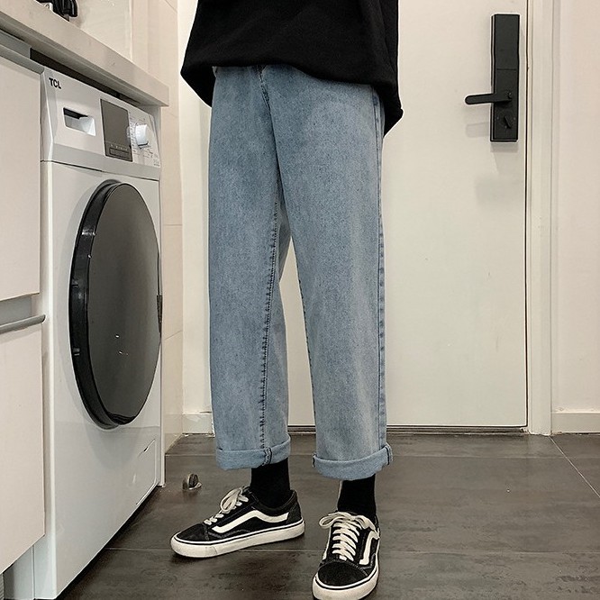 Quần jean nam nữ ống suông rộng màu xanh ghi nhạt 927 | BigBuy360 - bigbuy360.vn