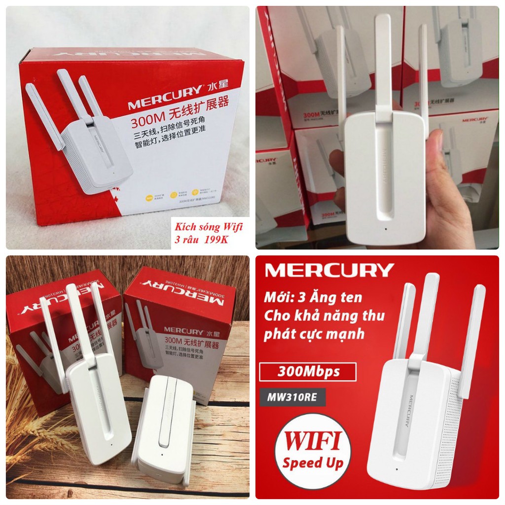 BỘ KÍCH SÓNG WIFI MECURY MW302RE 3 RÂU