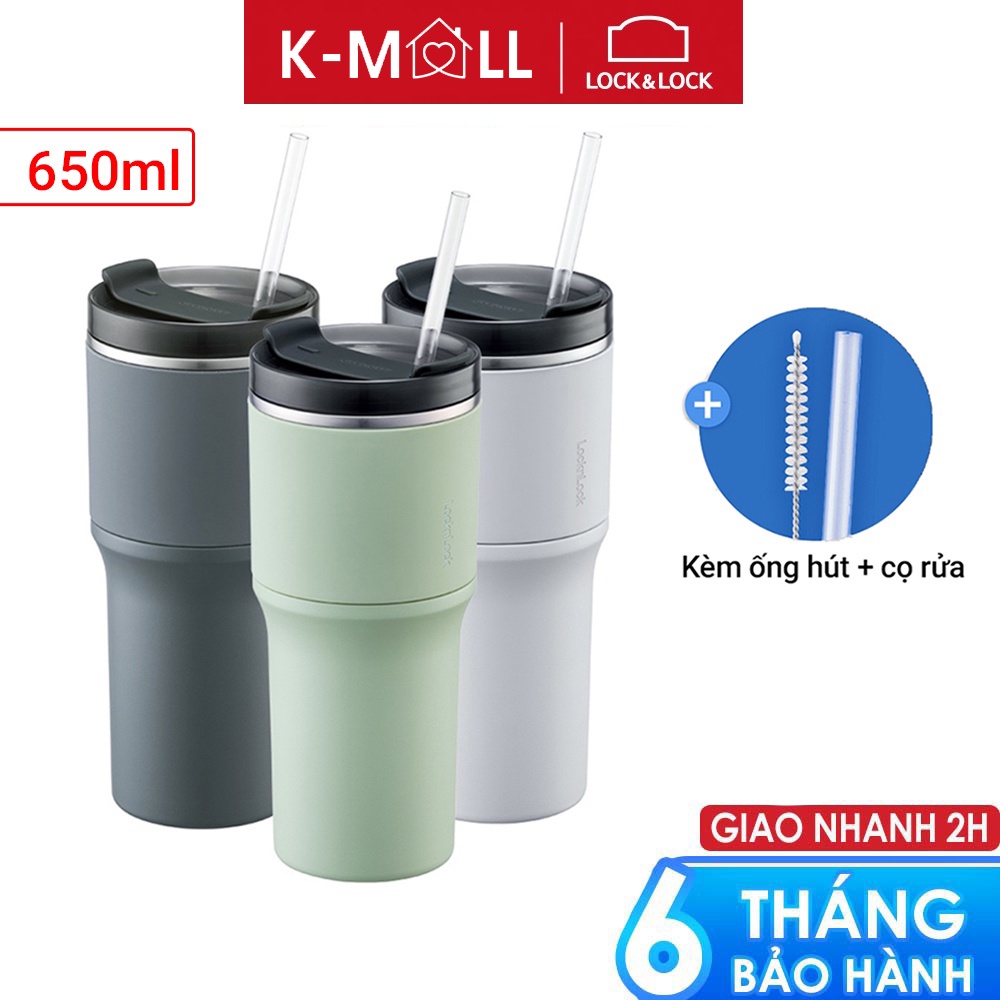 Ly giữ nhiệt Lock&Lock 650ml Metro Drive tặng kèm ống hút và cọ LHC4277 - K-MALL