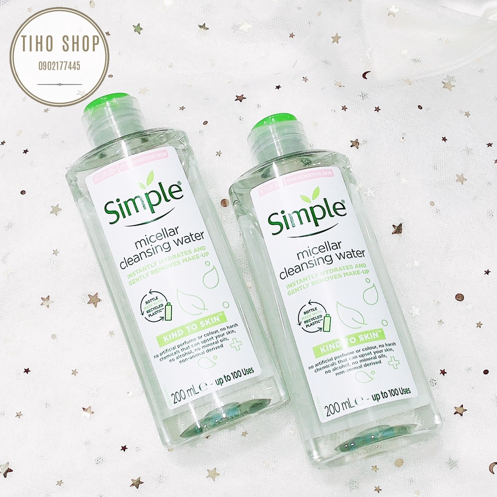 Nước tẩy trang kiềm dầu Simple Kind To Skin Micellar Cleansing Water 200ml