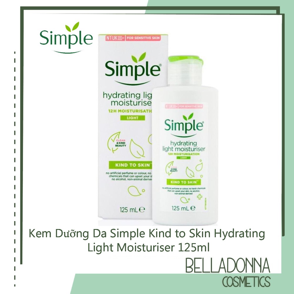 [MẪU MỚI] Kem Dưỡng Da Simple Kind to Skin Hydrating Light Moisturiser 125ml